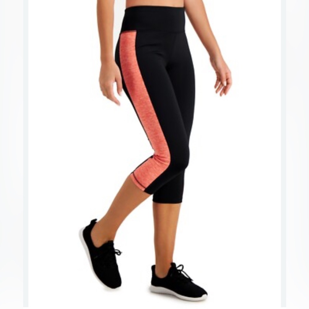 New-Ideology Black and Coral Capri Leggings